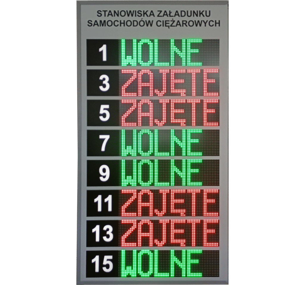 Stanowiska załadunku WOLNE/ZAJĘTE